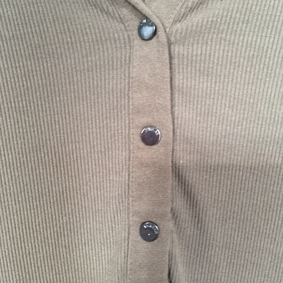 Olive Colored Long Sleeved Collared T-Shirt - Picture 5 of 7
